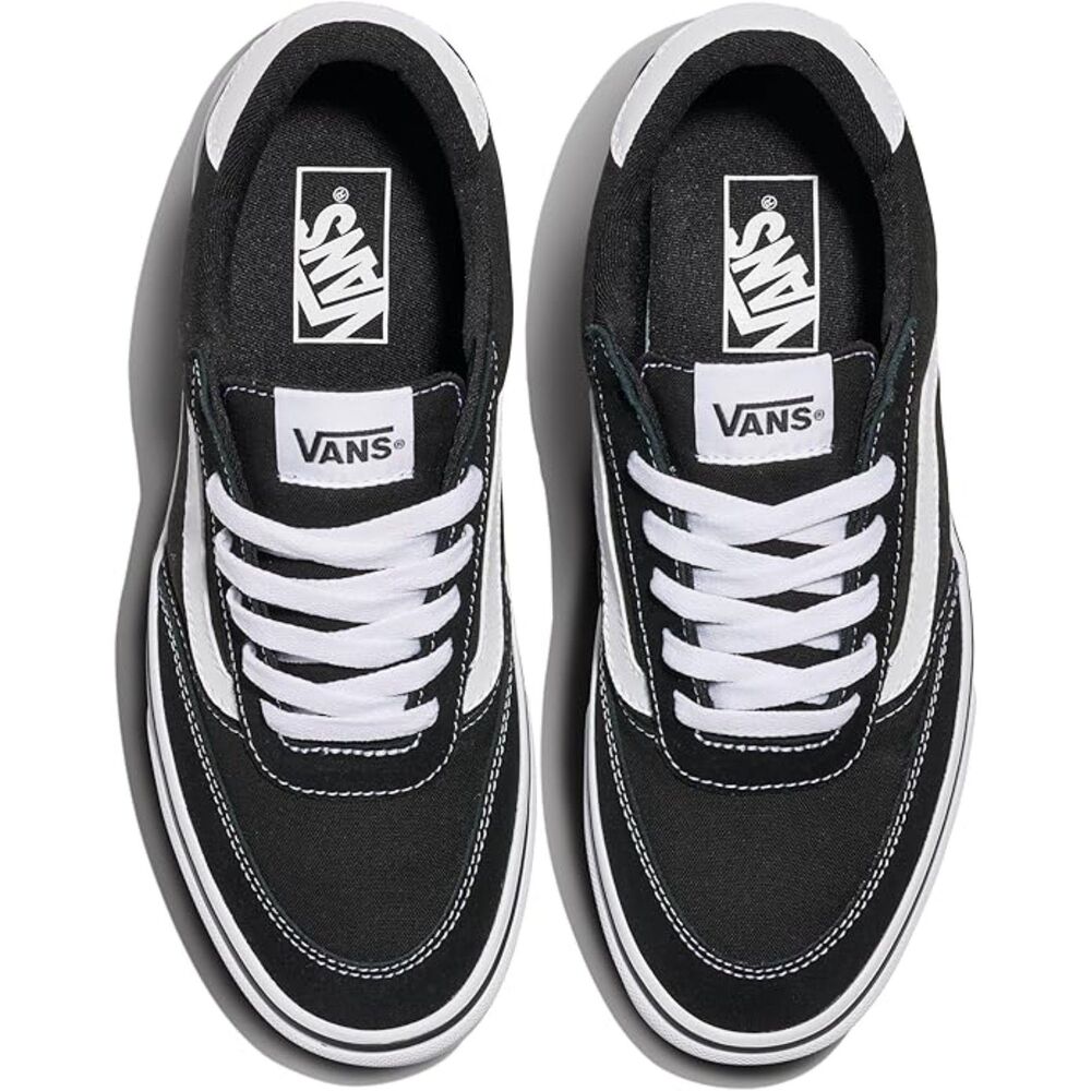 Men's Black White Closed Toe Lace-up Rubber Sole Slip Resistant Sneakers